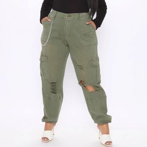 Women’s Fashion Nova Plus Curve Yes Ma'am Cargo Joggers - Olive